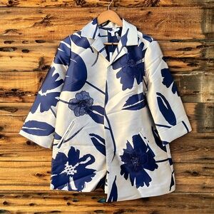 CHICO’S | NWT Navy White Floral Trench Coat S